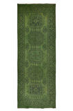 150x362 cm Yeşil El Dokuması Halı, Yolluk Halı, Modern Koridor Halısı