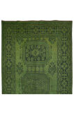 150x362 cm Yeşil El Dokuması Halı, Yolluk Halı, Modern Koridor Halısı