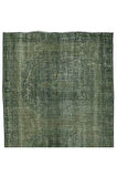 123x355 cm Yeşil'e Yeniden Boyanmış Koridor Halısı, El Yapımı Eski Yolluk Halı