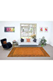 202x318 cm Turuncu El Düğümlü Halı, Modern Mutfak Halısı, Modern Ofis Halısı