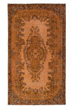 170x285 cm Çağdaş El Yapımı Turuncu Halı, Modern El Dokuma Yeniden Boyanmış Halı