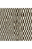 155x195 cm Kahverengi ve Bej El Düğümlü Tülü Halı. Tamamı Yün. Modern Damalı Ismarlama Halı