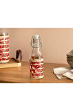 Stripe Wicker Cam Hasırlı Şışe 250 ml Kırmızı