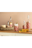 Stripe Wicker Cam Hasırlı Şışe 250 ml Kırmızı