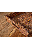 Lana Rattan Tepsi 40x30 Cm Kahve
