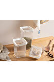 Boston Plastik 3lü Kare Erzak Kabı 550+1200+1750 Ml Bej