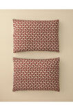 Dynamic Square Dijital Baskılı Soft Cotton 2'li Yastık Kılıfı Bej Terracotta