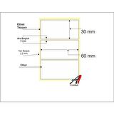 PİA Kuşe Etiket 30 x 60 mm 1.000 Adet Kuşe Barkod Etiketi 1000 Sarım