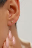 8 Ayar Altın Kalemli Top Küpe 4 Mm