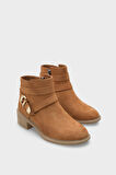 Kadın Kemer Tokalı Yandan Fermuarlı Günlük Bot Jenya Taba Süet