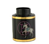 Crearthome Atlı Hermes Siyah Gold Dekoratif Küp Küçük Boy 12x12x17 cm AK.WLT0704
