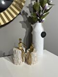 Crearthome 2 li Mermer Üstü Adam Dekoratif  Obje Gold M-1150-A