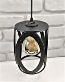 Decodelight Endüstriyel Siyah Metal Oval Model Tekli Sarkıt Salon Hol Mutfak Avize Modelleri