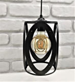 Decodelight Endüstriyel Siyah Metal Oval Model Tekli Sarkıt Salon Hol Mutfak Avize Modelleri