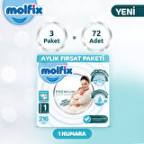 Molfix Premium Aylık Fırsat Paketi 1 Beden 216 Adet