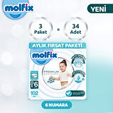 Molfix Premium Aylık Fırsat Paketi 6 Beden 102 Adet