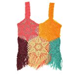 Pafuli El Örgüsü Kroşe Büstiyer Gökkuşağı (38-40 Beden)