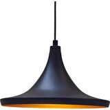 Mylight 35 cm Retro Siyah Içi Sarı Metal Sarkıt Avize