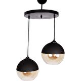 Mylight Eskitme İkili Sarkıt Avize Siyah Bal Cam