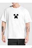 Minecraft Tasarım Baskılı Oversize Unisex Tişört T-shirt