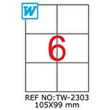 Tanex Lazer Etiket tw-2303 500 A4 Sayfa Laser Etiket 105 x 99 mm Boyutunda 1 A4 Sayfada 6 Etiket
