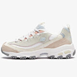 Skechers D'Lites Sandy Beaches Memory Foam Leather Womens Hafızalı Taban Hakiki Deri Kadın Günlük Spor Ayakkabı Krem 