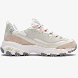 Skechers D'Lites Sandy Beaches Memory Foam Leather Womens Hafızalı Taban Hakiki Deri Kadın Günlük Spor Ayakkabı Krem 