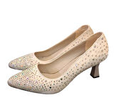 Solmaz Damla Saten Taşlı Topuklu Ayakkabı