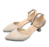 Solmaz Damla Bilekten Bağlamalı Taşlı Topuklu Ayakkabı