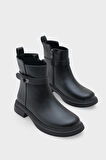 Kadın Tokalı Yandan Fermuarlı Günlük Bot Moley Siyah