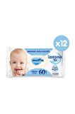 Molfix Alkolsüz-Parfümsüz 12 x 60 Yaprak 12 Paket Islak Mendil