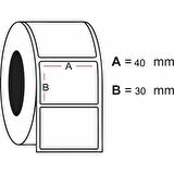 PİA Etiket 30 x 40 mm 30,000 Adet Termal Barkod Etiketi 1.000 Sarımlı 30 Rulo