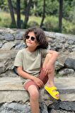 Çocuk Bisiklet Yaka Basic Düz T-Shirt %100 Pamuk