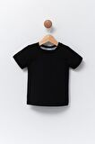 Çocuk Bisiklet Yaka Basic Düz T-Shirt %100 Pamuk