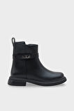 Kadın Tokalı Yandan Fermuarlı Günlük Bot Moley Siyah