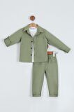 Erkek Çocuk Pamuklu Gömlek Tişört Pantolon 3'lü Alt Üst Takım