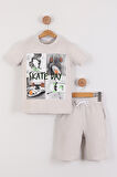 Erkek Çocuk Skate Day Baskılı Tişört Şort 2'li Takım