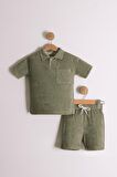 Erkek Çocuk Gömlek Yaka Havlu Kumaş 2'li Takım