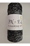 Makrome Polyester ip 200 gram Siyah (Beyaz Simli)