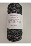 Makrome Polyester ip 200 gram Siyah (Beyaz Simli)