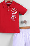 Erkek Çocuk Polo Yaka Arkası Baskılı Şörtlu 2'li Takım