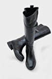 Kadın Tokalı Topuklu Günlük Çizme Fecroya Siyah
