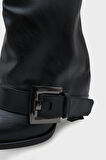 Kadın Sivri Burun Kemer Tokalı Topuklu Günlük Bot Hatiy Siyah