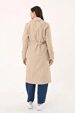 Kadın Kruvaze Yaka Bej Trençkot