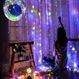 RGB RENKLİ SALKIM LED IŞIK RENKLİ LED IŞIK USB +KUMANDALI RENKLİ İNCE PERİ LEDLİ 3X2.5 METRE YILBAŞI IŞIKLARI DEKOR