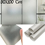 90 Cm x 1 Metre Gümüş Frosted Cam Kumlama, Ofis, Duşakabin ve Balkon Camı Buzlu Kaplama Folyosu