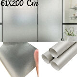 61 Cm x 2 Metre Gümüş Frosted Cam Kumlama, Ofis, Duşakabin ve Balkon Camı Buzlu Kaplama Folyosu