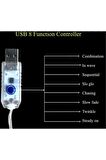 8 Modlu Usb Ile Çalışan Kumandalı Dekoratif Peri Led 10 Metre Sarı