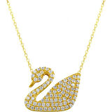 Madam Matmazel Zirkon Kuğu Gümüş Kolye, 925 Ayar Gümüş, Kübik Zirkon Taş,GKLY0067-A