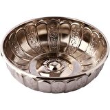 Nostaljik Osmanlı Hanedan Demir Hamam Tası Gümüş Renk 20 cm